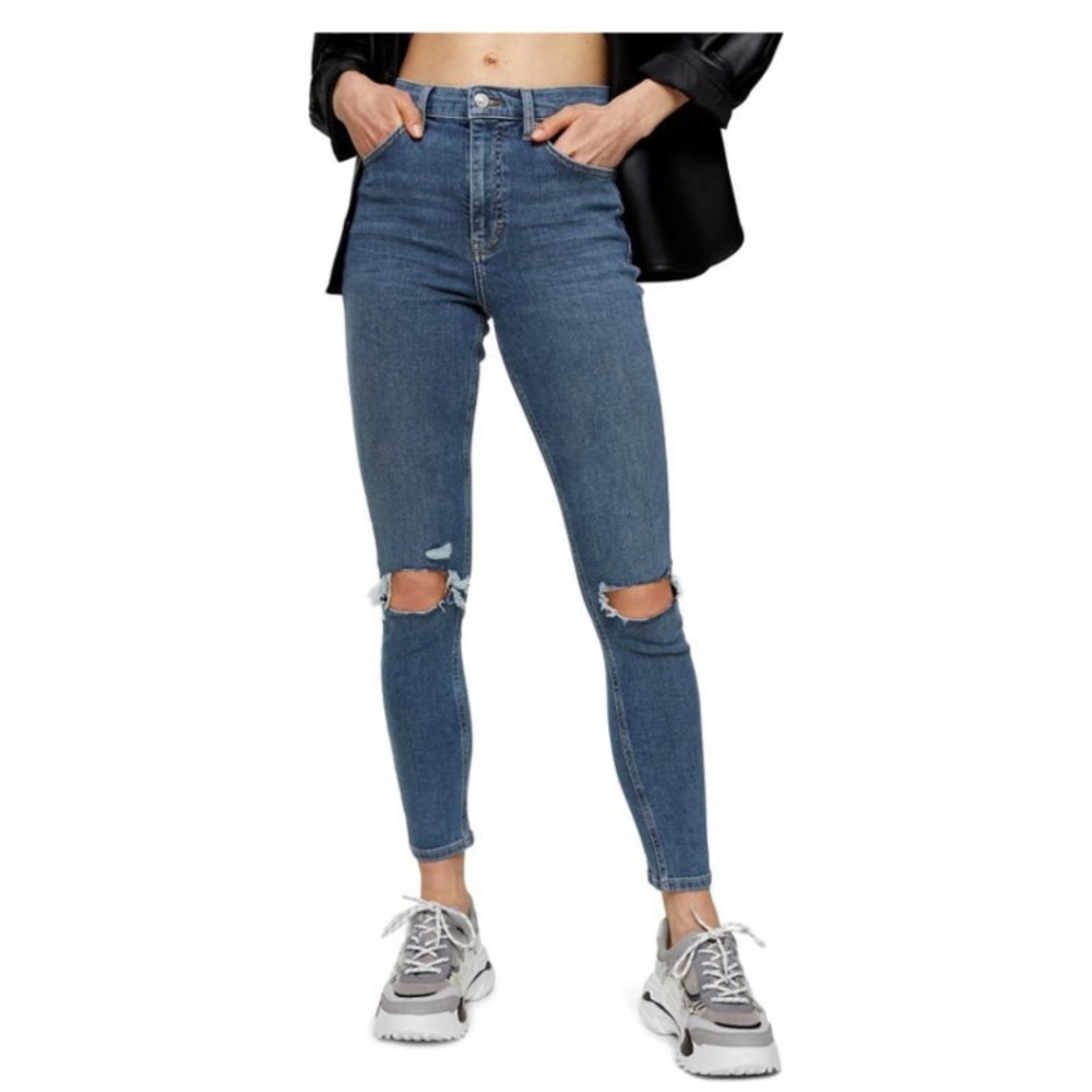 Top Shop Jaime Rip High Waist Crop 34 Petite US 12